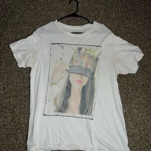Bowery Vintage Vintage OG Hat Girl Style White Multicolor T Shirt